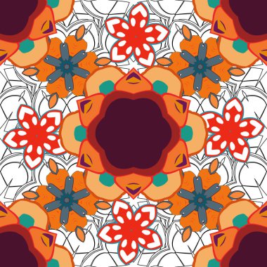 Eski bir süs. Basit, pürüzsüz desen. Mavi, mor ve gri elementler. Vektör illüstrasyonu.