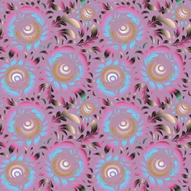 Güzel mavi ve bej el yapımı, pürüzsüz vektör çizimi. Zarif, pürüzsüz desenli ve Mandala elementleriyle.