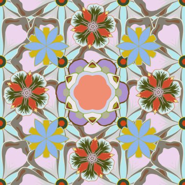 Yumuşak suluboya çiçek izi - bej, gri ve yeşil renklerde pürüzsüz desen.