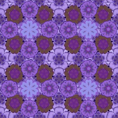 Vektör klasik kumaş süsü. Kahverengi, mor ve mor renklerde pürüzsüz döşeme deseni.