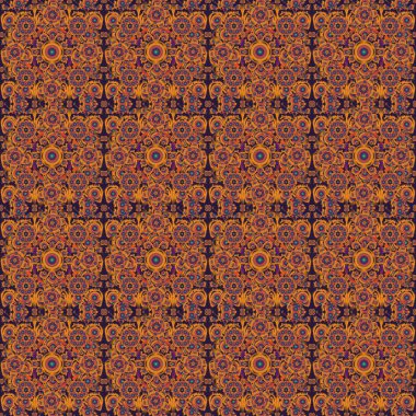 Duvar kâğıdı barok, kusursuz vektör arkaplan, kahverengi, turuncu ve siyah zemin üzerinde kırmızı. Çiçeksiz desen.