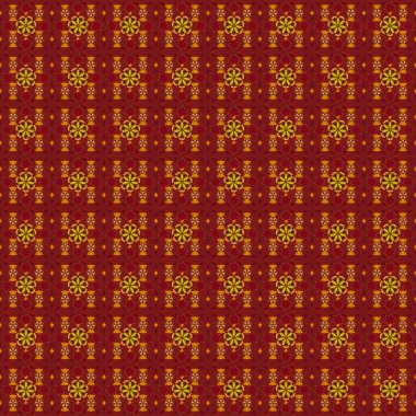 Raster grafik baskısı. Küçük çiçeksiz desen. Kahverengi, sarı ve kırmızı renkte narin küçük çiçekler..