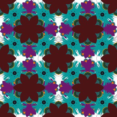 Soyut vektör unsurları olan lüks bir karışım. Mavi, mor ve kırmızı geometrik kusursuz desen.