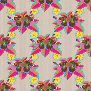 Vektör modayı kusursuz çiçek deseni. Pembe, yeşil ve mavi renklerde küçük, solgun çiçekler..