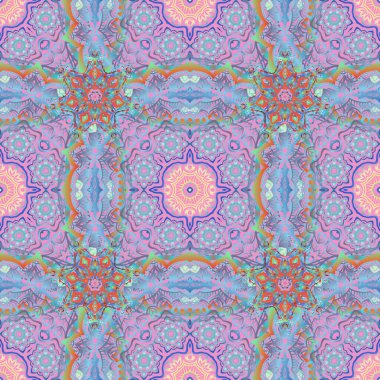 Kusursuz vektör menekşesi, mavi ve pembe süs, Arap tarzı. Şirin damaske süsü olan kusursuz bir desen. Duvar kağıtları, arka planlar, el ilanları veya ambalaj kağıtları için desen.