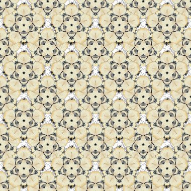 Şekillendirilmiş küçük çiçeklerle kusursuz bir model vektör arka planı. Grafik desenli çiçek deseni sarı, bej ve gri renkli. Vektör illüstrasyonu.