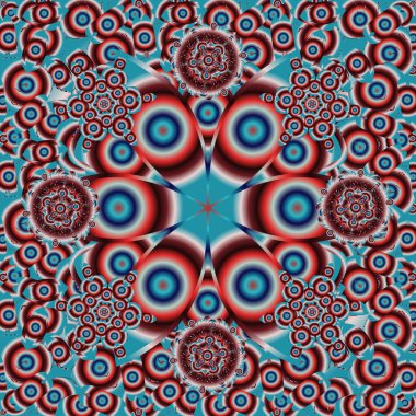 El yapımı vektör çizimi. Eski, dikişsiz desen. Kumaş, tekstil, iç dekorasyon kırmızı, mavi ve kahverengi.