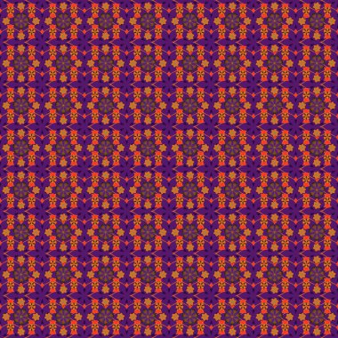 Küçük çaplı çiçeklerde basit, pürüzsüz bir desen. Çiçeksiz imalat, duvar kağıtları ve hatıra defteri geçmişi. Turuncu, kahverengi ve mor renkli küçük çiçekler.