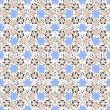 Tasarımınız için gri, kahverengi ve mavi renkli vektör süslemeleri. Davetiyeler, tebrik kartları, ambalajlar için süs desenleri. Dekoratif, pürüzsüz desen. Geleneksel soyut dekor.