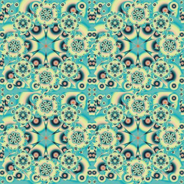 Motley süslemesi mavi ve yeşil renklerde kusursuz desen. Tasarım daveti, yazdırma, kart, duvar kağıdı, tekstil veya kumaş için vektör baskısı.