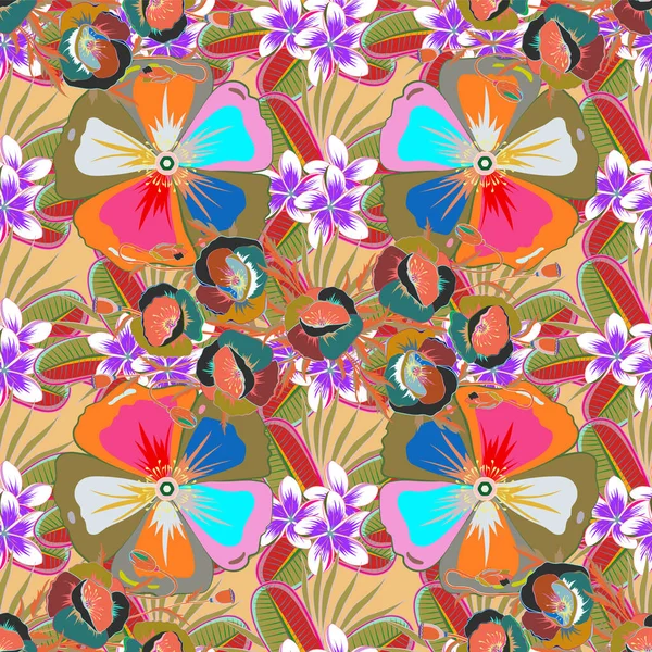 Padrão Floral Universal Criativo Estilo Tropical Multicolorido Desenho Mão Design —  Vetores de Stock