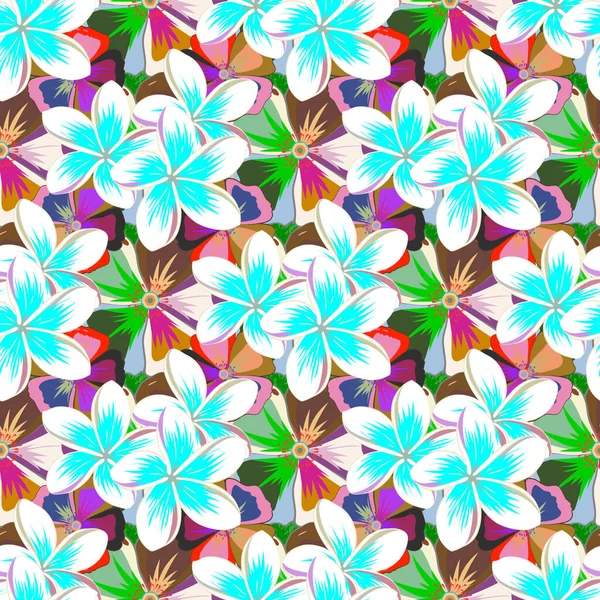 Patrón Flores Sin Costuras Dibujadas Mano Colores Rosa Violeta — Vector de stock