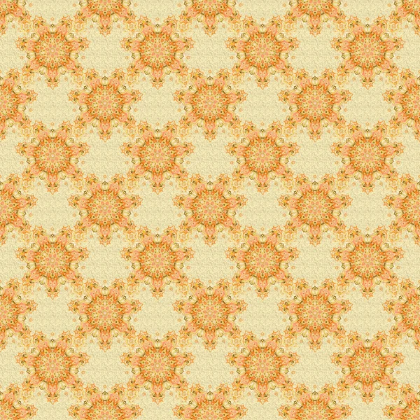 Naadloos Patroon Oosterse Stijl Met Oranje Gele Beige Elementen Vintage — Stockvector