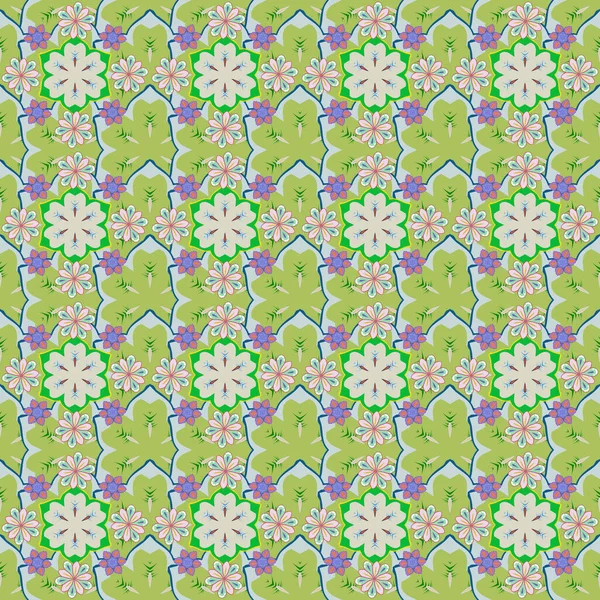 Нежный Цветочный Узор Винтажном Стиле Бесшовный Узор Серых Зеленых Синих — стоковый вектор