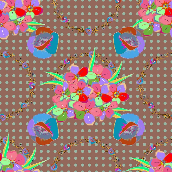 ベージュの背景に熱帯の葉や花をベージュの背景に持つVcシームレスな背景パターン — ストックベクタ