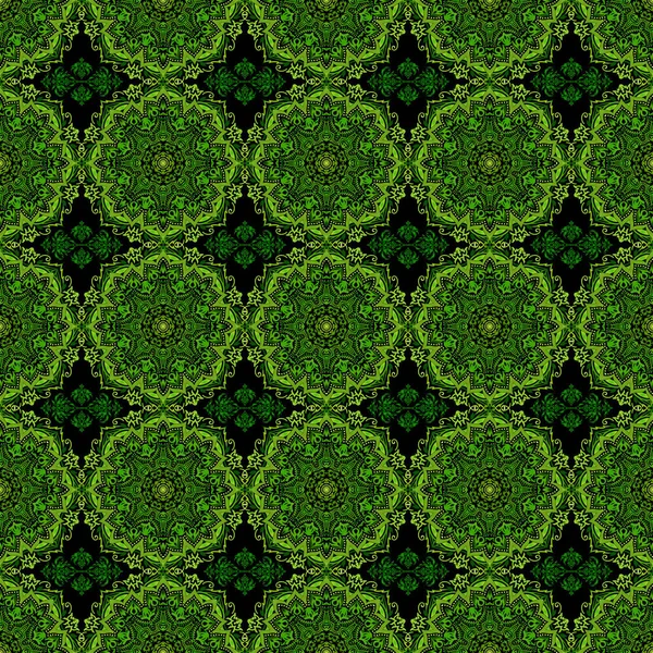 Patrón Fondo Floral Sin Costuras Damasco Colores Verdes Ilustración Vectorial — Archivo Imágenes Vectoriales