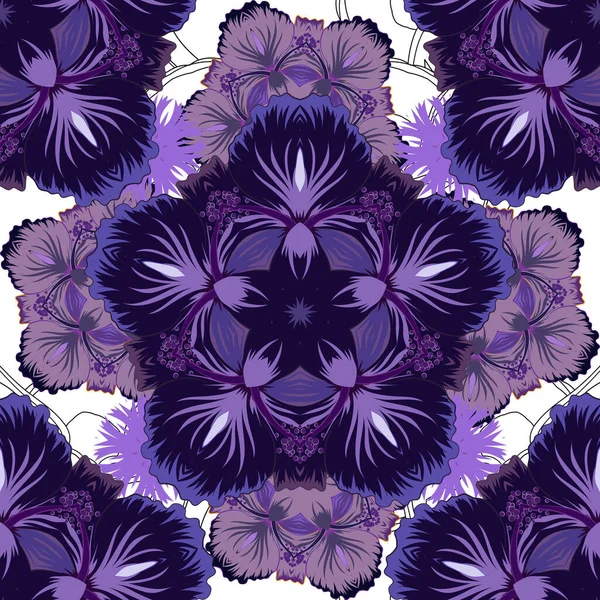 Wiederholende Vektor Blumenmuster Floral Print Modernes Buntes Blumenmuster Grauen Violetten — Stockvektor