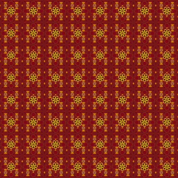 래스터 그래픽 프린트 꽃무늬가 꽃이다 노란색 빨간색의 — 스톡 벡터