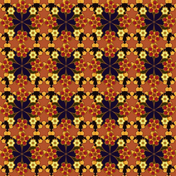 Aquarelle Motif Floral Dans Les Couleurs Orange Gris Jaune Fond — Image vectorielle