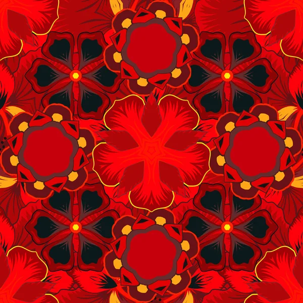 Векторная Иллюстрация Винтажное Украшение Простой Бесшовный Узор Оранжевый Желтый Красный — стоковый вектор