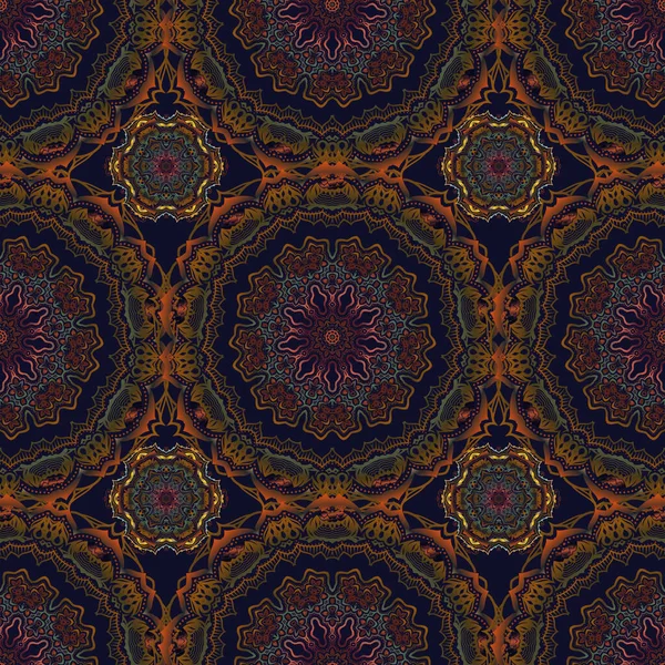 Motif Floral Sans Couture Damassé Aux Couleurs Marron Noir Rouge — Image vectorielle