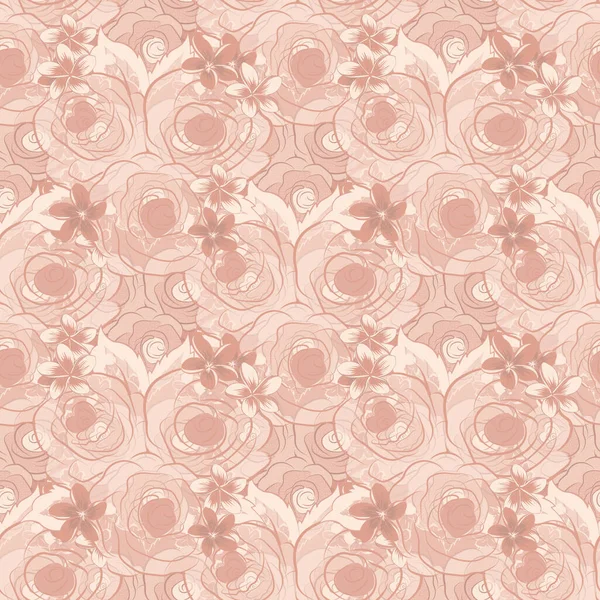 Fondo Trama Abstracto Elegante Fondo Pantalla Con Flores Rosas Hojas — Vector de stock