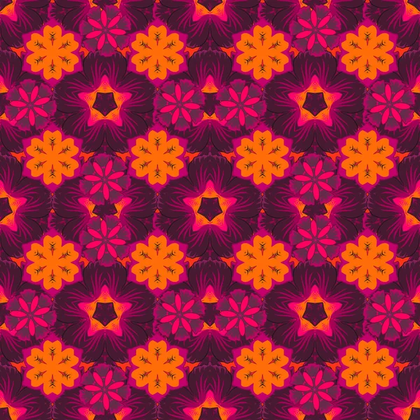 Шелковый Шарф Цветущими Цветами Пурпурного Красного Фиолетового Цветов Абстрактный Бесшовный — стоковый вектор
