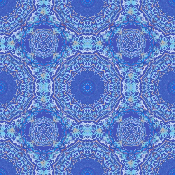 Pola Floral Mulus Latar Belakang Mulus Ornamen Biru Wallpaper Baroque - Stok Vektor