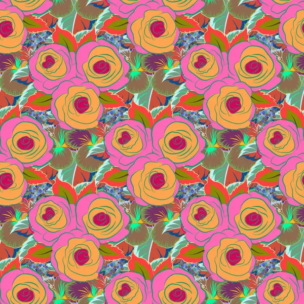 Illustration Vectorielle Motif Floral Sans Couture Dans Jolies Fleurs Aux — Image vectorielle