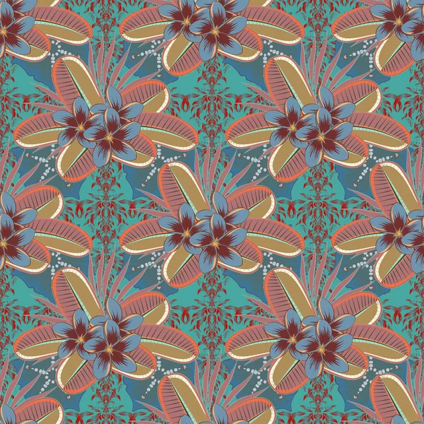 Raster Fundo Sem Costura Lindas Flores Plumeria Aquarela Nas Cores —  Vetores de Stock