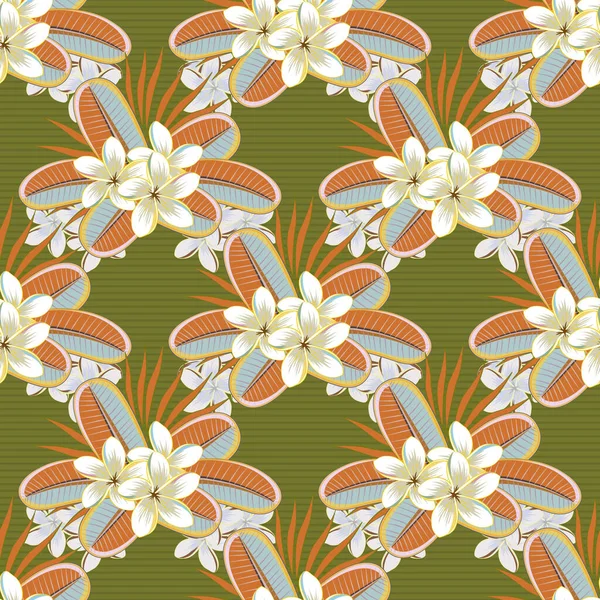 Moderno Patrón Floral Abigarrado Sin Costuras Colores Beige Amarillo Verde — Vector de stock