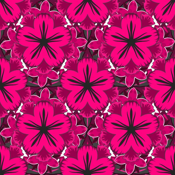 Ilustración Vectorial Patrón Floral Inconsútil Colores Púrpura Violeta Magenta — Vector de stock