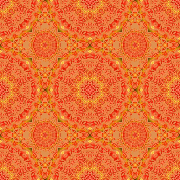 Оранжевый Зеленый Дамаск Пейсли Обои Векторная Иллюстрация Бесшовный Фон Гранж — стоковый вектор