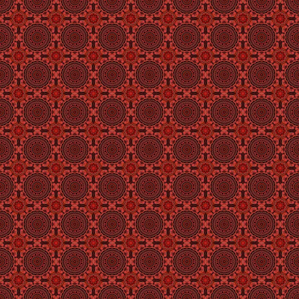 Ikat Damask Безseamask Pattern Background Tile Красным Коричневым Цветами Черном — стоковый вектор