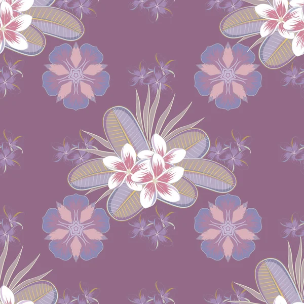 Безшовний Візерунок Абстрактних Квітів Перламутру Фіолетовому Рожевому Фіолетовому Кольорах Вінтажний — стоковий вектор