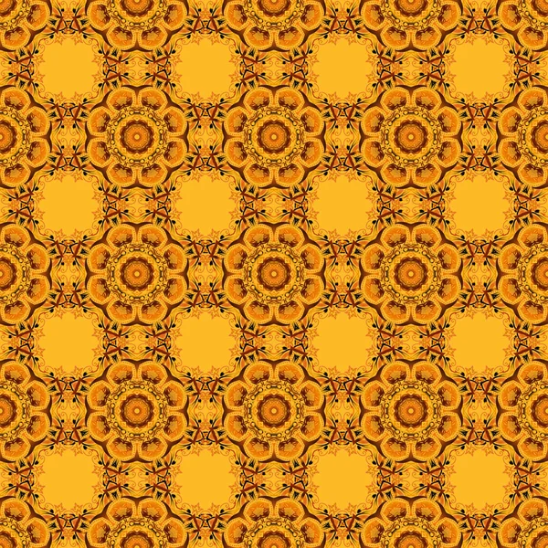 Abstraktes Muster Arabischen Stil Orange Braun Und Gelb Nahtloser Vektorhintergrund — Stockvektor