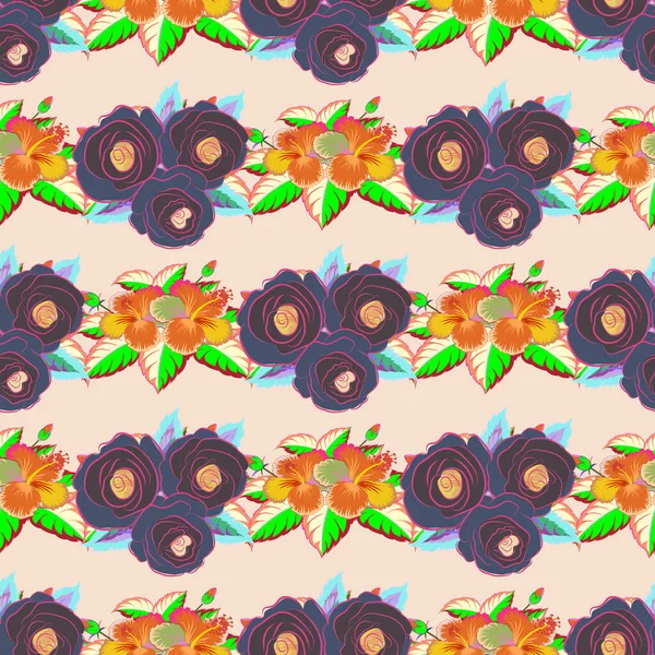 Patrón Floral Sin Costuras Colores Rosa Naranja Ilustración Vectorial — Vector de stock