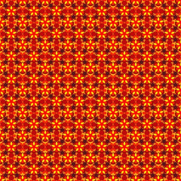 Vektor Sömlöst Blommönster Orange Gult Och Rött För Design Textil — Stock vektor