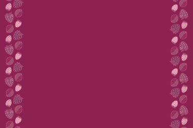 Soyut mor, mor ve pembe çilekli kusursuz desen. Çileğin dikey çiçekleri ve fotokopi alanı olan dekoratif çiçek arkaplanı (metin için yer).