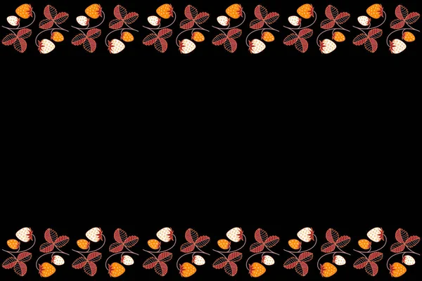 Bezproblémový Vzor Stylizované Červené Černé Oranžové Jahody Kopírovacím Prostorem Místo — Stock fotografie