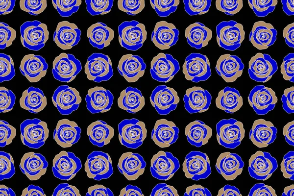 Акварельні Бежеві Сині Троянди Безшовний Візерунок Ручний Ескіз Абстрактними Трояндовими — стокове фото