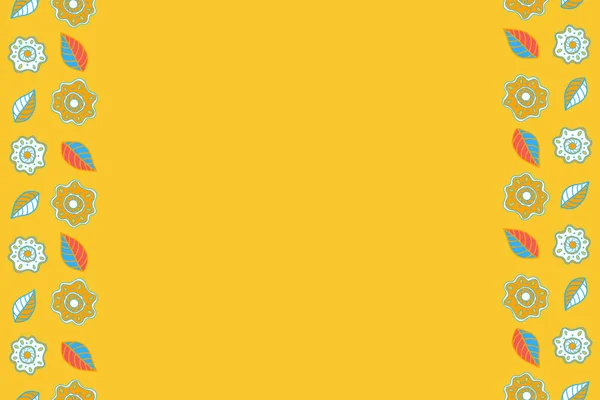 Belo Padrão Sem Costura Verticais Pequenas Flores Azuis Abstratas Amarelas — Fotografia de Stock