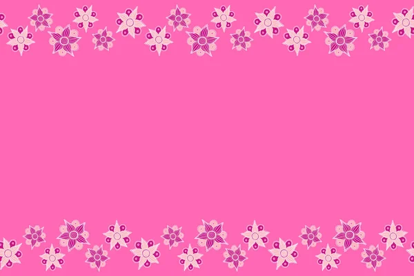 Sketch with pink, magenta and white flowers. Horizontal seamless flowers pattern with copy space (place for your text). Hand drawn.