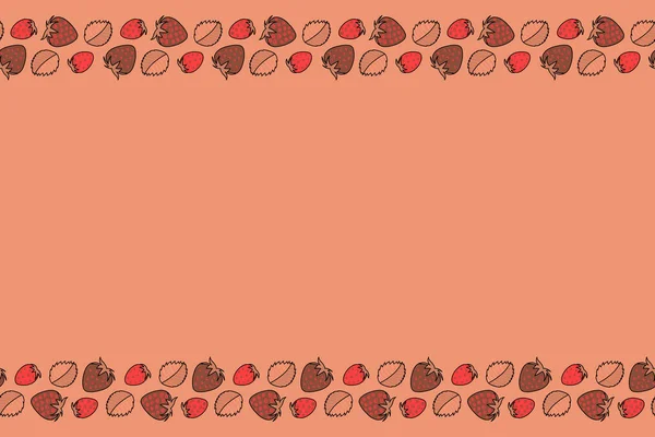Horizontale Schwarze Braune Und Orangefarbene Skizze Erdbeere Nahaufnahme Schönes Abstraktes — Stockfoto