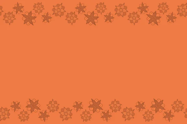 Płynny Wzór Poziome Bukiety Pomarańczowych Brązowych Kwiatów Przestrzenią Kopiowania Miejsce — Zdjęcie stockowe