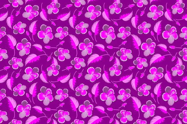 Motley Illustration Blooming Jungle Hibiscus Seamless Pattern Seamless Exotic Pattern — Stock Photo, Image