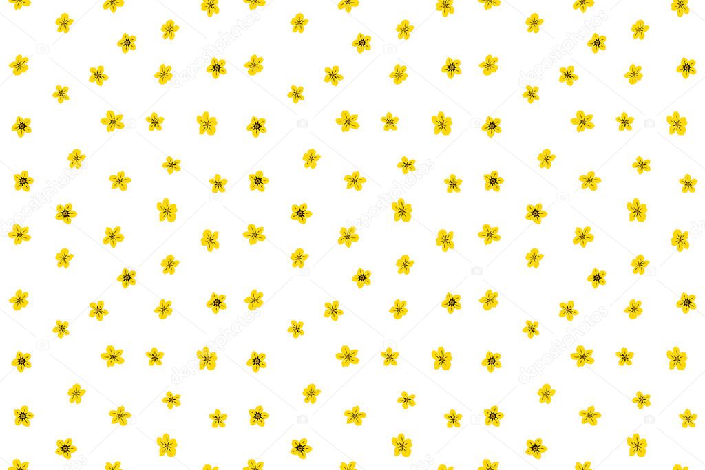 Seamless pattern with cute flowers. Background in brown, beige and yellow colors for gift wrapping. Decoration fabric. Wallpaper design. Stylish beautiful seamless pattern.
