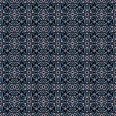 Siyah arkaplanda vektörsüz süs. Sıkıntılı damask desensiz arkaplan fayansı.