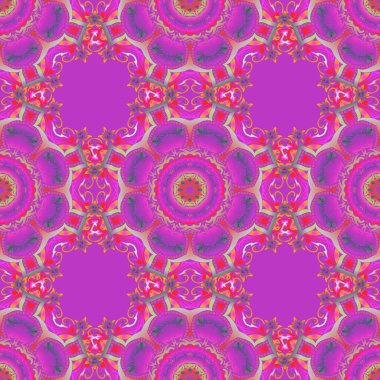 Duvar kağıdı barok, mor, mor ve pembe renklerde kusursuz vektör arkaplan. Çiçeksiz desen.