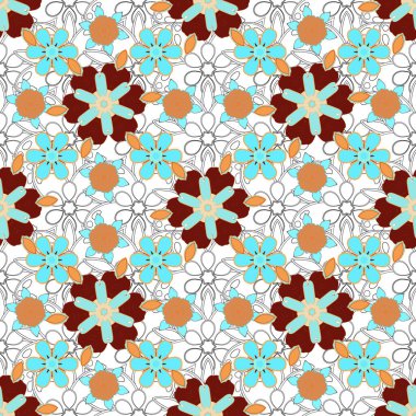 Davetiyeler için dekorasyon dekorasyonu, tebrik kartları, kırmızı, turuncu ve mavi renkli teşekkür mesajı. Viktorya tarzı elementler. Vektör açgözlülüğü ve tasarım için kusursuz desen.